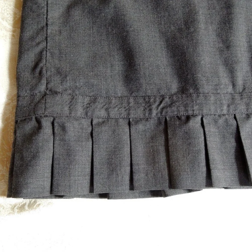 Express Gray Wool Stretch Skirt Lined Pleat Hem 6